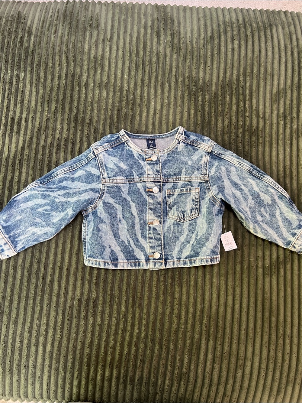 NWT GAP Kids Light Blue Zebra-Pattern Denim Jacket